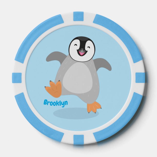 Niedlicher Pinguin-Cartoon Pokerchips (Vorderseite)