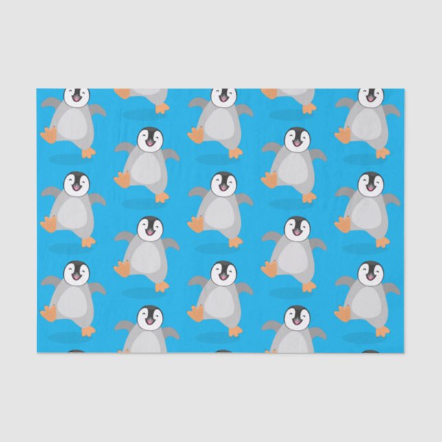 Niedlicher Pinguin-Cartoon Seidenpapier (Vorderseite)