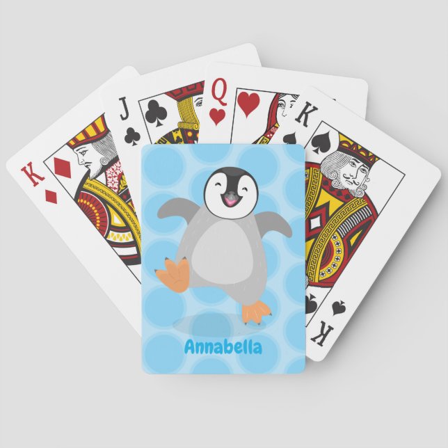 Niedlicher Pinguin-Cartoon Spielkarten (Rückseite)
