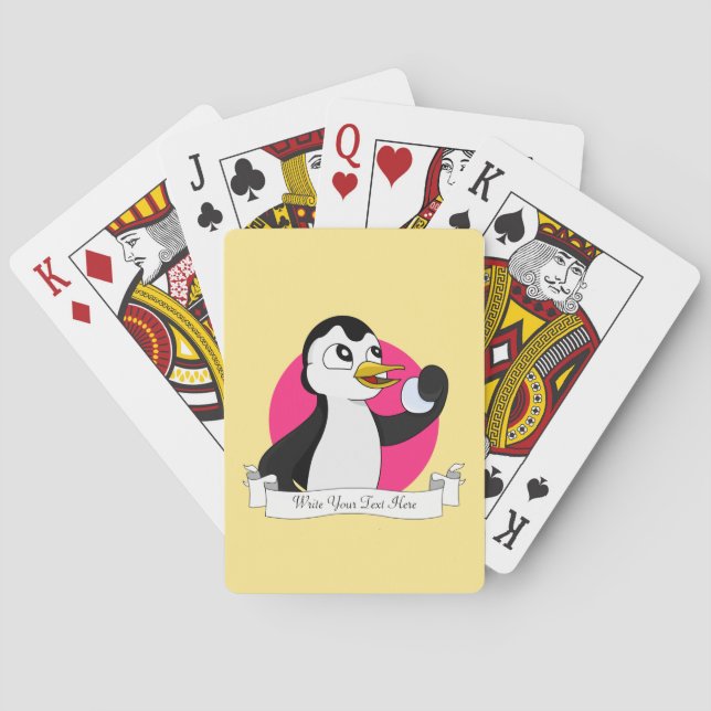 Niedlicher Pinguin-Cartoon Spielkarten (Rückseite)