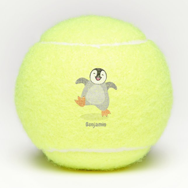 Niedlicher Pinguin-Cartoon Tennisbälle (Vorderseite)