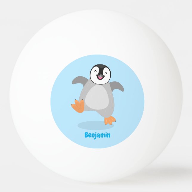 Niedlicher Pinguin-Cartoon Tischtennisball (Vorderseite)