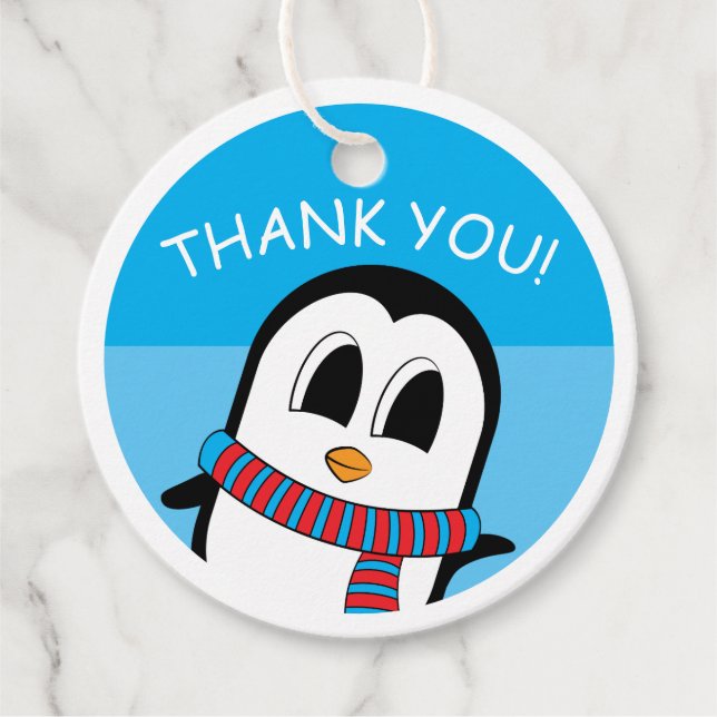 Niedlicher Pinguin-Circle-Tag Geschenkanhänger (Vorderseite)