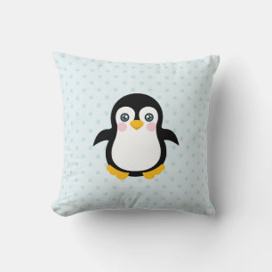 Niedlicher Pinguin Design Blue Polka Dot Hintergru Kissen