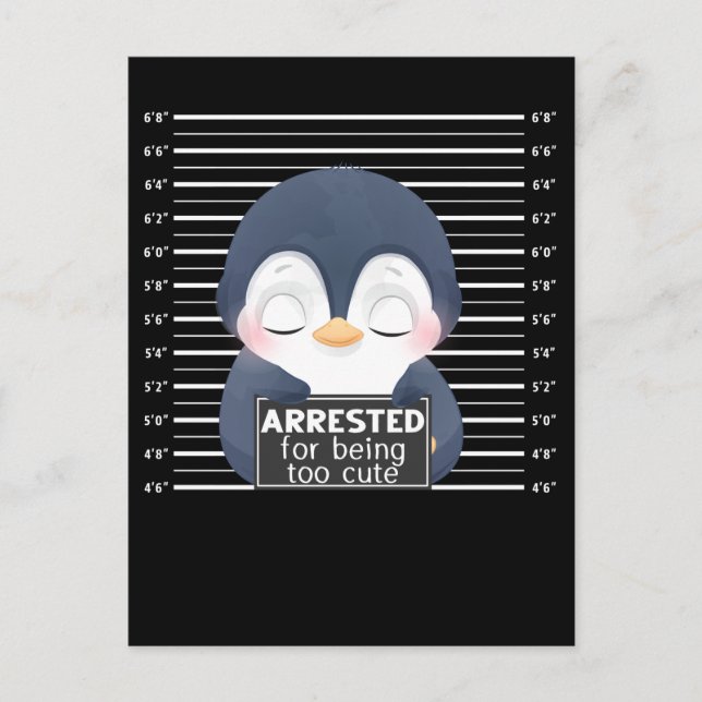 Niedlicher Pinguin festgenommen Funny Animal Postkarte (Vorderseite)