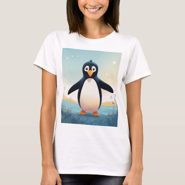 Niedlicher Pinguin Grafik-T - Shirt für Frauen Läs (Vorderseite)