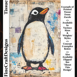 Niedlicher Pinguin, Grungy Paper Collage DJ1R Deco Seidenpapier