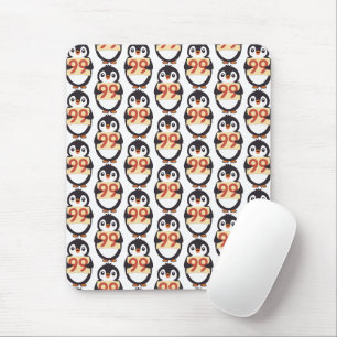 Niedlicher Pinguin hält ein Schild mit der Nummer Mousepad
