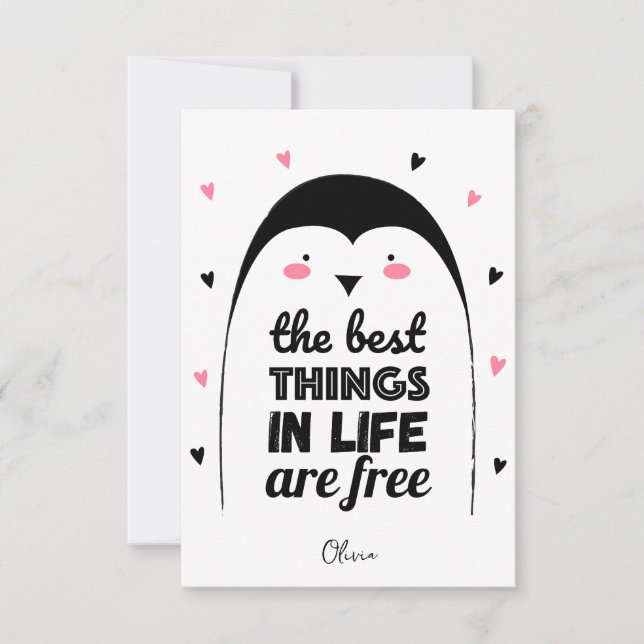 Niedlicher Pinguin | Happy Valentine's Day Card Einladung (Vorderseite)