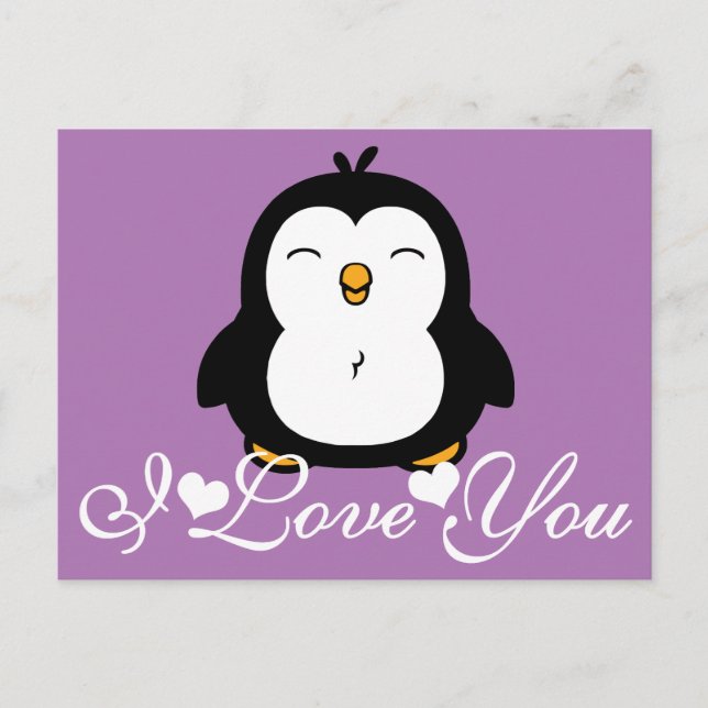 Niedlicher Pinguin I Liebe Sie Postkarte (Vorderseite)