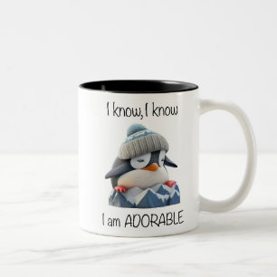 Niedlicher Pinguin/Ich weiß, dass ich liebenswert  Zweifarbige Tasse