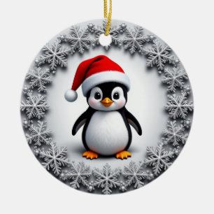 Niedlicher Pinguin in Christmas Hat festliche Schn Keramik Ornament