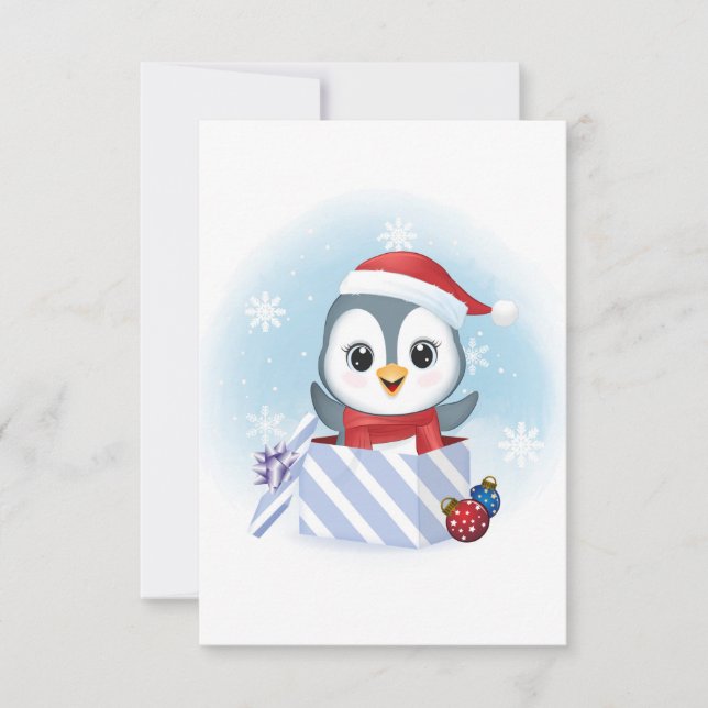 Niedlicher Pinguin in der Geschenkboxen Weihnachts (Vorderseite)