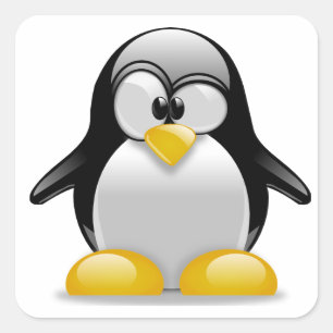Niedlicher Pinguin in einem Tux-Aufkleber Quadratischer Aufkleber