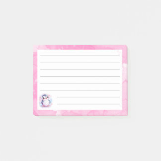 Niedlicher Pinguin Lined Pink Sticky Notes - 4"x3" Post-it Klebezettel