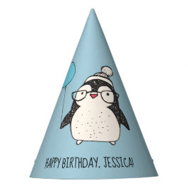 Niedlicher Pinguin mit Ballon Personalisiert Gebur Partyhütchen