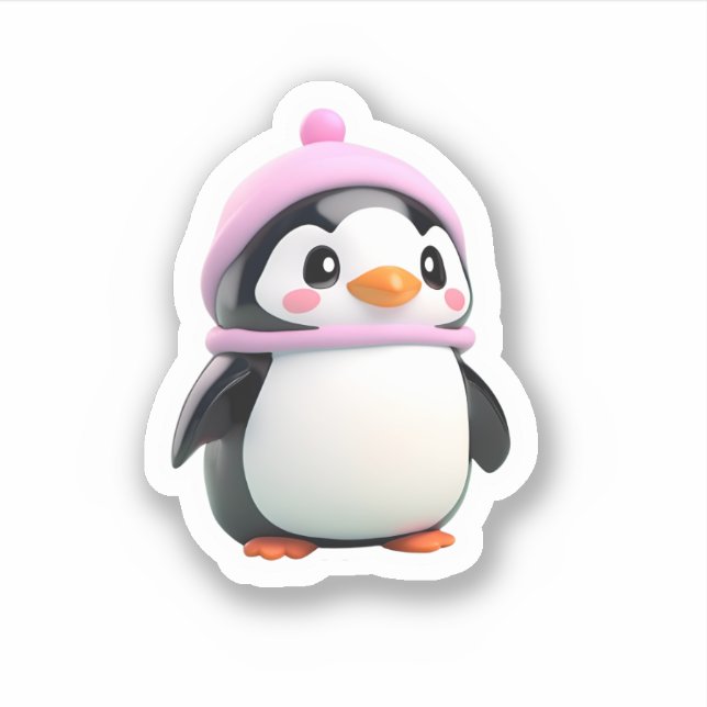 niedlicher Pinguin mit Hut Aufkleber (Vorderseite)