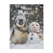Niedlicher Pinguin mit Schneemann-Winterthema