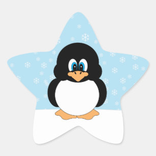 Niedlicher Pinguin mit Snowflakes Stickern Stern-Aufkleber