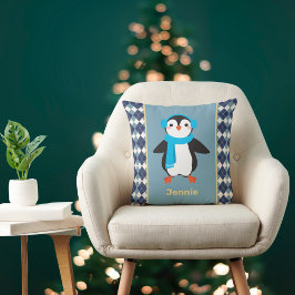 Niedlicher Pinguin mit Stärkungszaubern mit Akzent Kissen