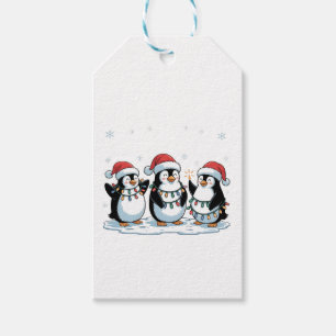 Niedlicher Pinguin mit Weihnachtsmannmütze Xmas Pi Geschenkanhänger