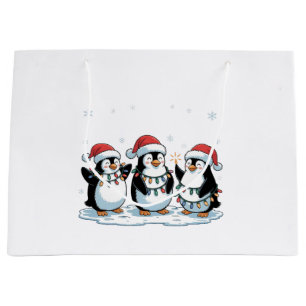 Niedlicher Pinguin mit Weihnachtsmannmütze Xmas Pi Große Geschenktüte