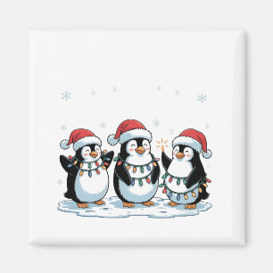 Niedlicher Pinguin mit Weihnachtsmannmütze Xmas Pi Magnet