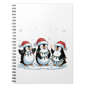 Niedlicher Pinguin mit Weihnachtsmannmütze Xmas Pi Notizblock