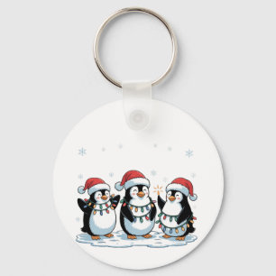 Niedlicher Pinguin mit Weihnachtsmannmütze Xmas Pi Schlüsselanhänger