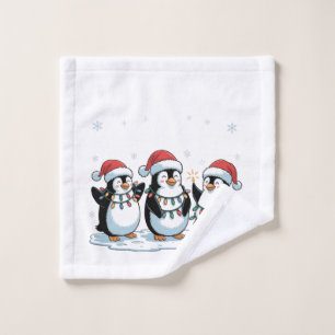Niedlicher Pinguin mit Weihnachtsmannmütze Xmas Pi Waschlappen