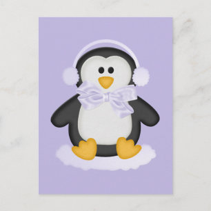 Niedlicher Pinguin mit weißem Bogen Postkarte