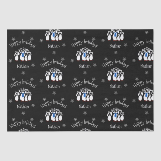 Niedlicher Pinguin Personalisierte Weihnachten Seidenpapier (Vorderseite)