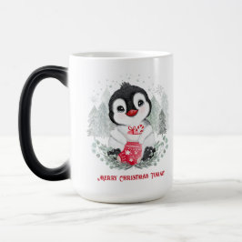 Niedlicher Pinguin Personalisierte Weihnachtszeit  Verwandlungstasse
