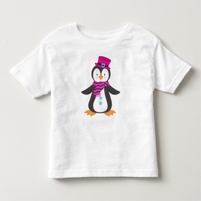 Niedlicher Pinguin, Pinguin mit Hut, Pinguin mit K Kleinkind T-shirt (Vorderseite)