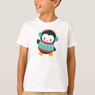 Niedlicher Pinguin, Pinguin mit Pullover, Ohrmusch T-Shirt