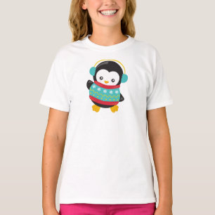 Niedlicher Pinguin, Pinguin mit Pullover, Ohrmusch T-Shirt