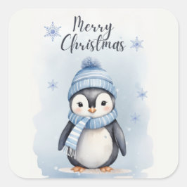 "Niedlicher Pinguin" Quadratischer Aufkleber