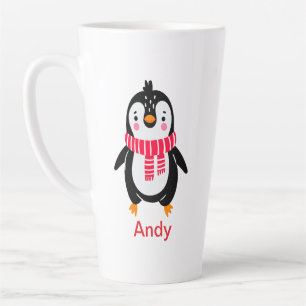 Niedlicher Pinguin Roter Streifen Milchtasse
