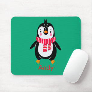 Niedlicher Pinguin Roter Streifen Mousepad
