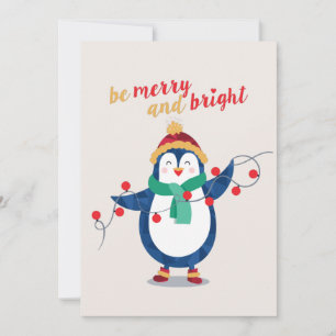 Niedlicher Pinguin Sei fröhlich und hell Weihnacht Feiertagskarte