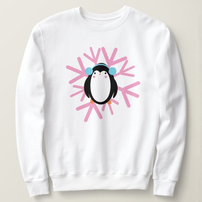 Niedlicher Pinguin Snowflake Weihnachten Sweatshirt (Design vorne)