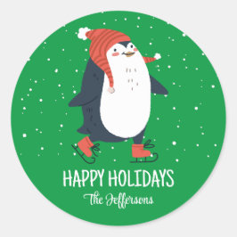 Niedlicher Pinguin Snowy Winterurlaub Weihnachtsge Runder Aufkleber
