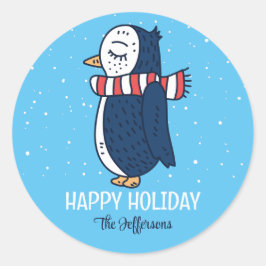 Niedlicher Pinguin Snowy Winterurlaub Weihnachtsge Runder Aufkleber