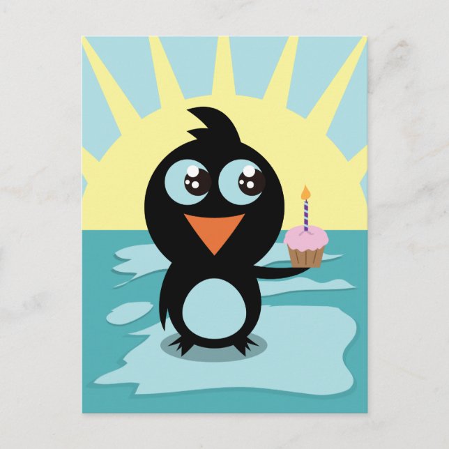 Niedlicher Pinguin Stehend Postkarte (Vorderseite)