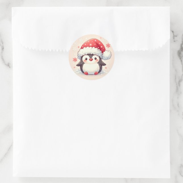 Niedlicher Pinguin-Sticker Runder Aufkleber (Tasche)