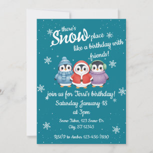 Niedlicher Pinguin "There's Snow place" Geburtstag Einladung
