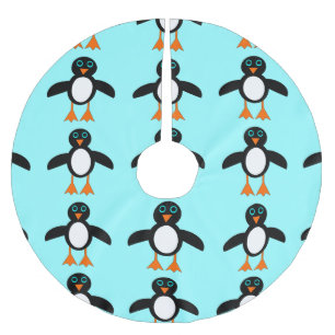 Niedlicher Pinguin-Tree-Rock Polyester Weihnachtsbaumdecke