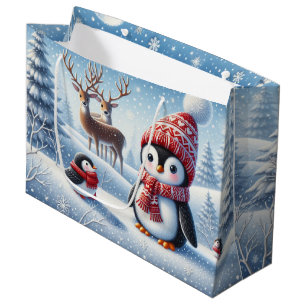 Niedlicher Pinguin und Reindeer Große Geschenktüte