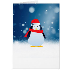 Niedlicher Pinguin w Rote Weihnachtsmannmütze Weih