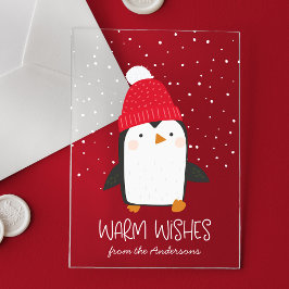 Niedlicher Pinguin Warm wünscht Non-Foto-Urlaub Acryleinladungen